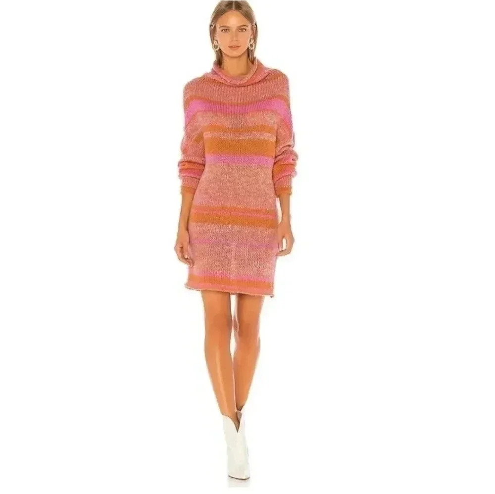 Free People Candy Stripe Wool/Alpaca Blend Knit Sweater Tunic Top(XS)